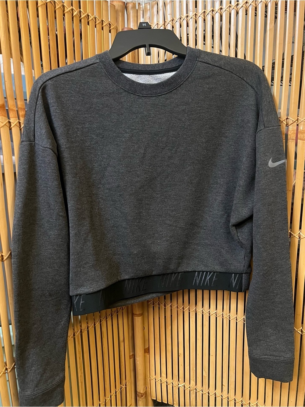 Nike Women's Dark Gray Cropped Crew Sweatshirt